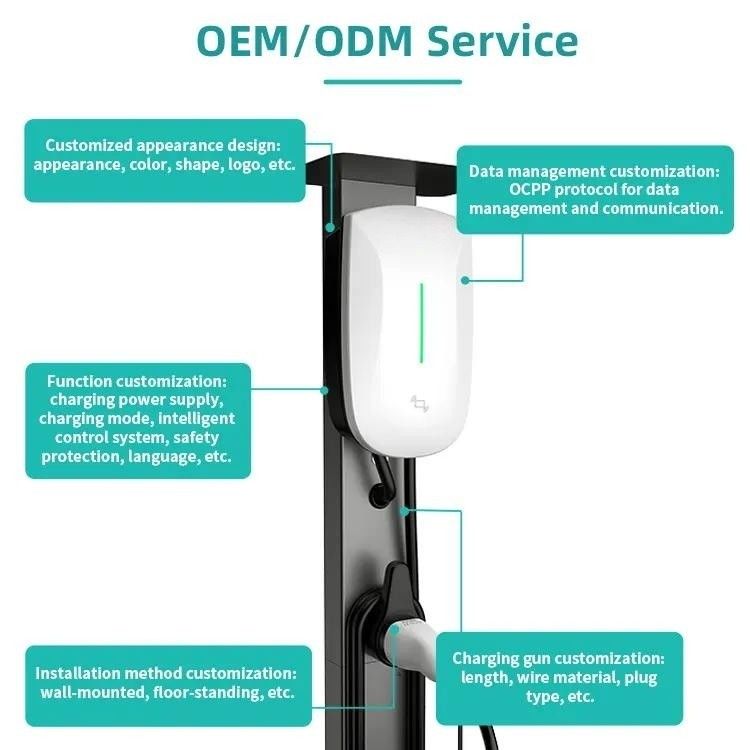 Seviye 2 7kw 11kw 22kw Şarj Noktası Hızlı Duvara Monte EV Şarj İstasyonu LED Göstergesi