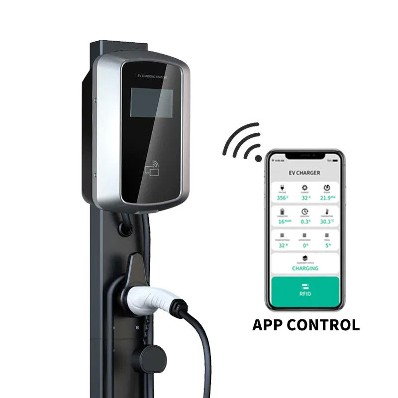RFID Kartı WiFi Bluetooth Duvar Montajlı EV Şarj İstasyonu AC Araba Şarj cihazı 16A 380V