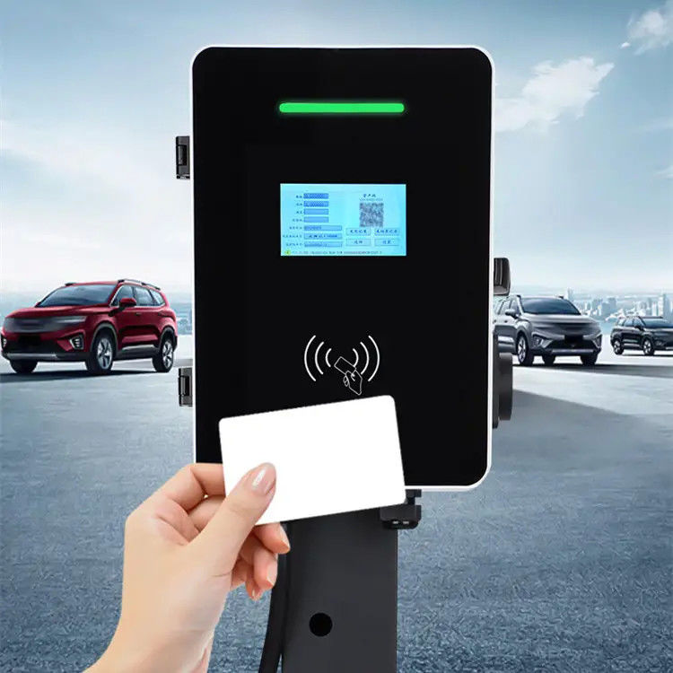 Tip 2 Çift Silah 5m Kablo Duvarlı EV Şarj İstasyonu LCD Ekranı