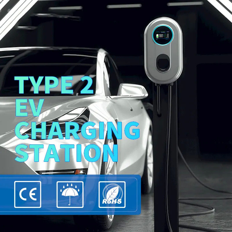 22kw RFID Kartı 5 Metre Kablolu Mobil Tip 2 EV Şarj İstasyonu