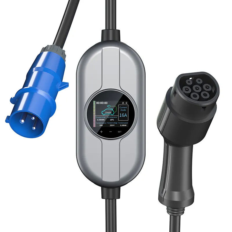 16A 32A 2.5 Inç LCD Ekran taşınabilir EV Şarj İstasyonu EV Şarj Aygıtı Tip 1 FCC
