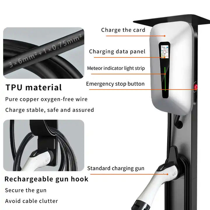 Tip1 ve Tip2 RFID LCD Ekranı Duvar EV Şarj Aracı Tüm EV Arabalar için